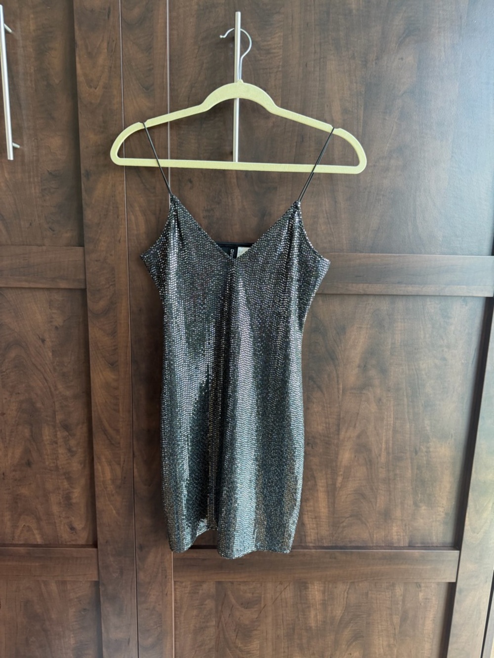H&M Divided Black Sequin V-Neck Dress